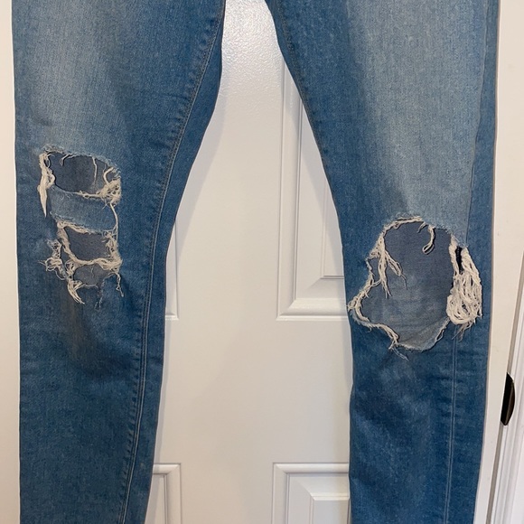ASOS Denim Light Wash High Waisted Ripped Jeans Size 28/34 - Picture 3 of 4